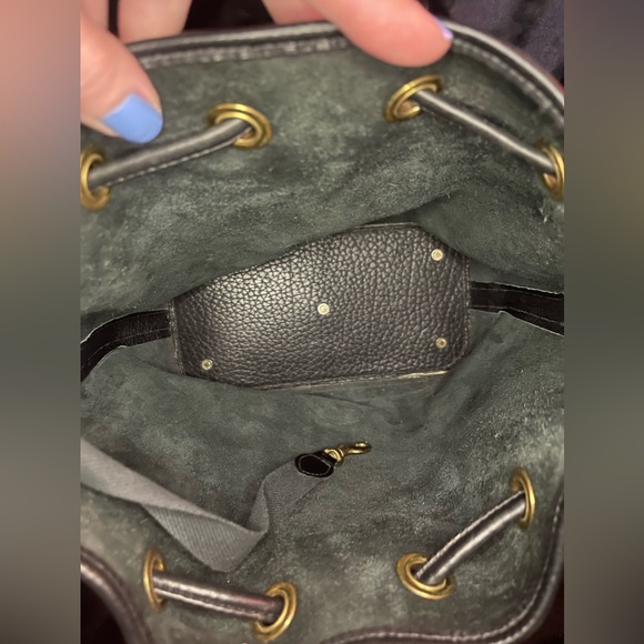 Dooney & Bourke Leather Black Pebbled Drawstring Purse - Picture 2 of 4